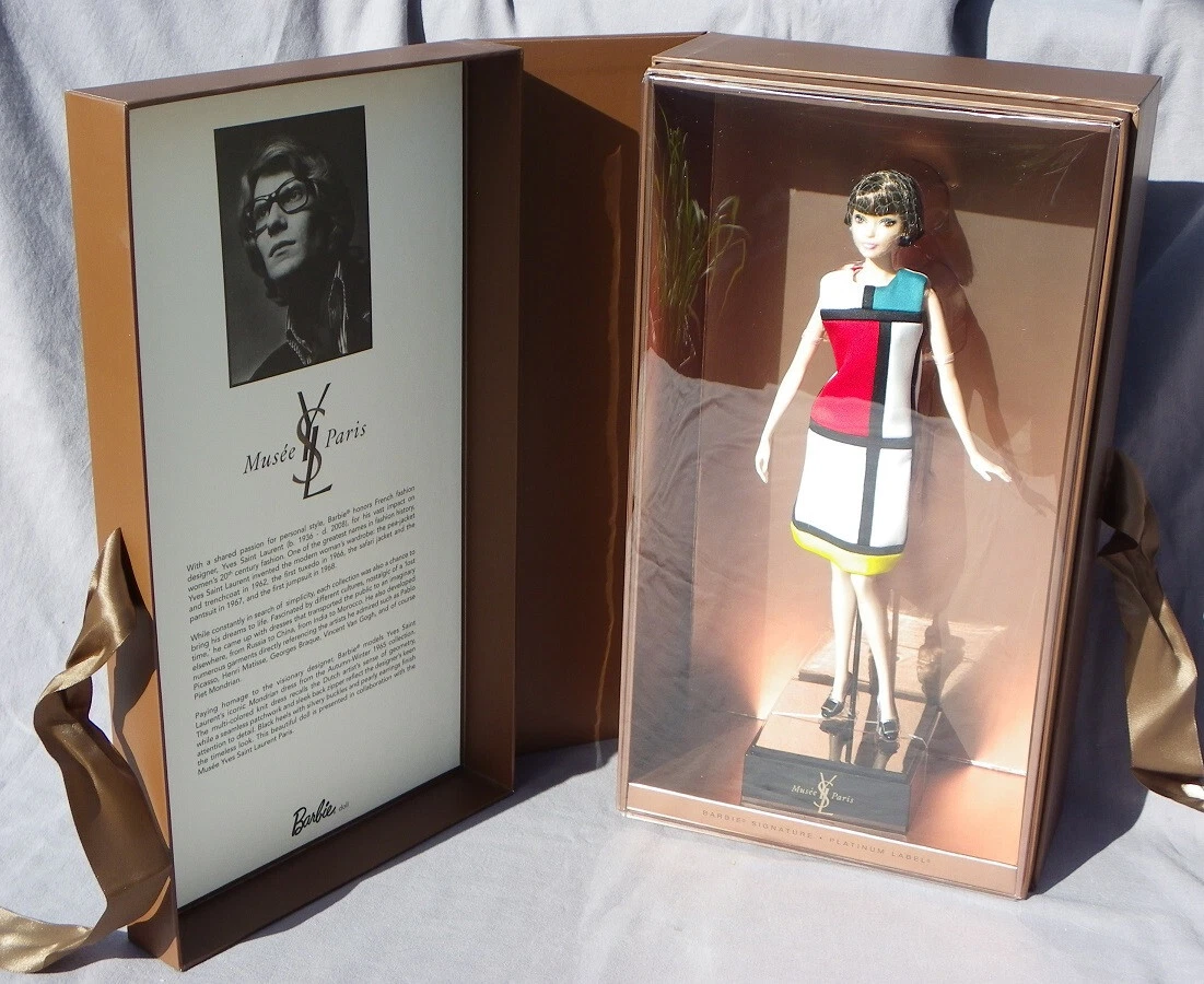SAINT LAURENT (YSL) barbie YVES SAINT LAURENT MU YSL Modrian Dress 2017 Mattel GCM97 SHIPPER NRFB