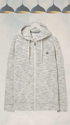 Ex Fat Face Herren Full Zip Woolacombe Zip Thru Hoodie in Elfenbein