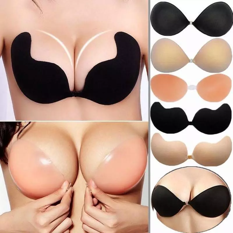 3 Styles Silicone Sticky Invisible Backless Bra Strapless Push Up Bralette