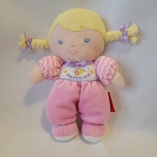 Fisher Price Baby Soft Plush My First Doll Girl with Rattle Blonde Hair 8"