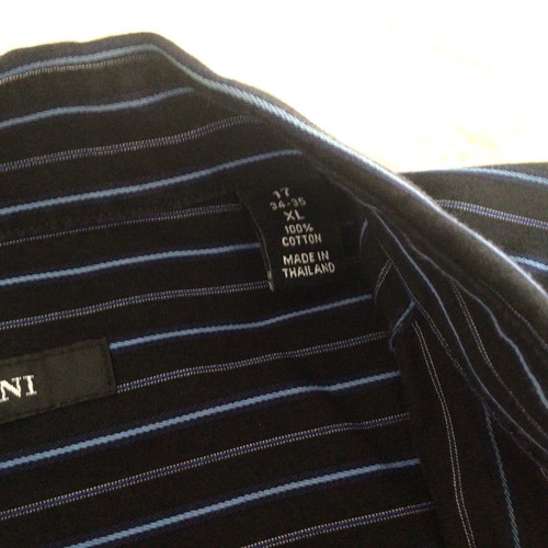 Alfani Mens Shirt Size XL 17 (34-35) Button Up Long Sleeve Blue Stripe - Picture 4 of 5