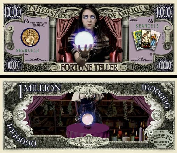 Fortune Teller Million Dollar Bill Play Funny Money Novelty Note + FREE SLEEVE