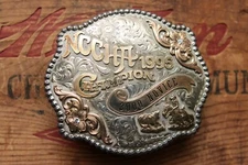 Gist Sterling Silver Overlay NCCHA CHAMPION 1995 3000 Novice Trophy Belt Buckle