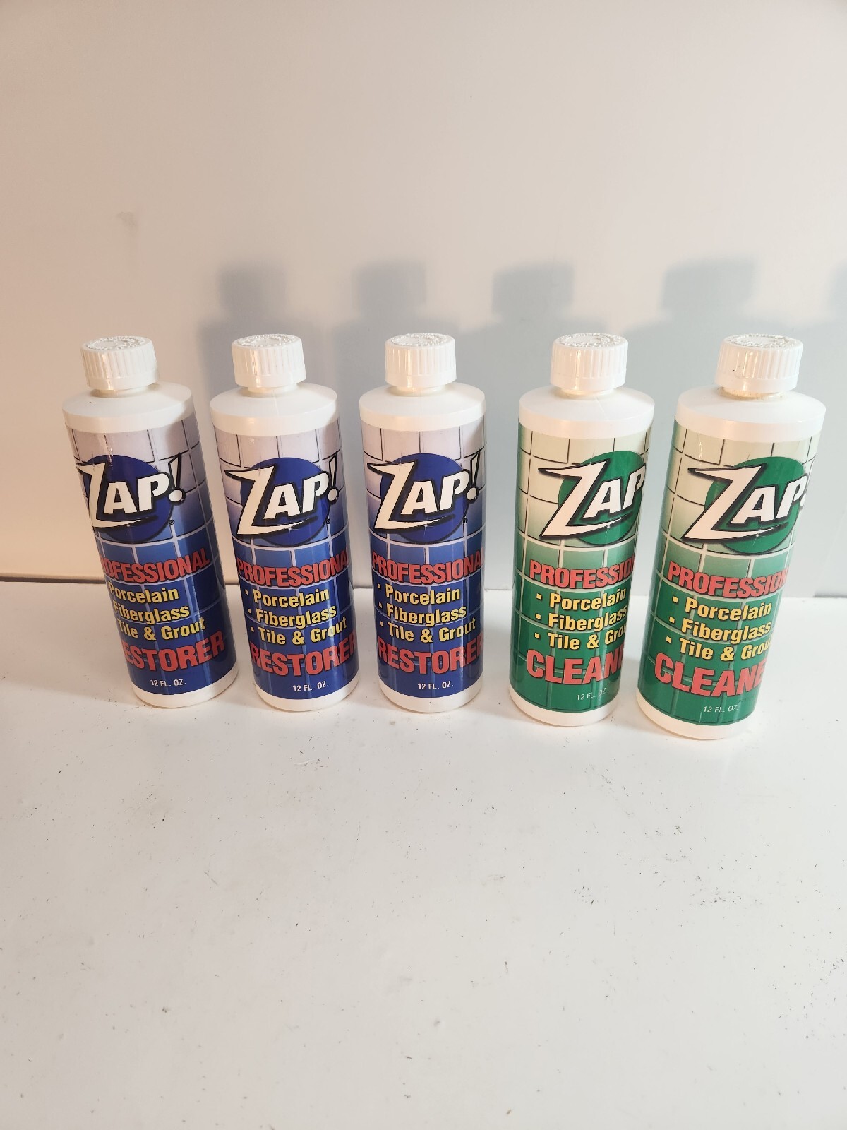 ZAP! 3 Professional Tile and Grout Restorer and 2 Cleaner Bottles 12