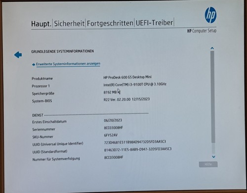 Windows Mini PC HP ProDesk 600 G5 i3-9100T 4x 3,1GHz 256GB SSD 2xDP 1xHDMI-Kabel - Bild 6 von 7