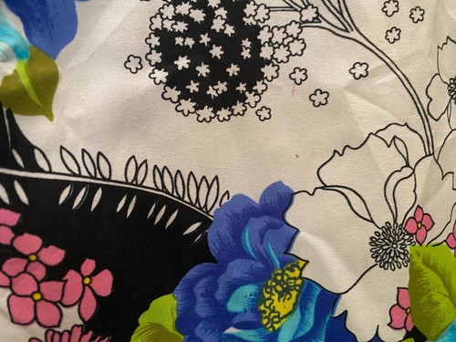 Vintage 1970s Sleeveless Floral Blue Lined Dress Sz 14 44 Polyester Psychedelic - Picture 5 of 9