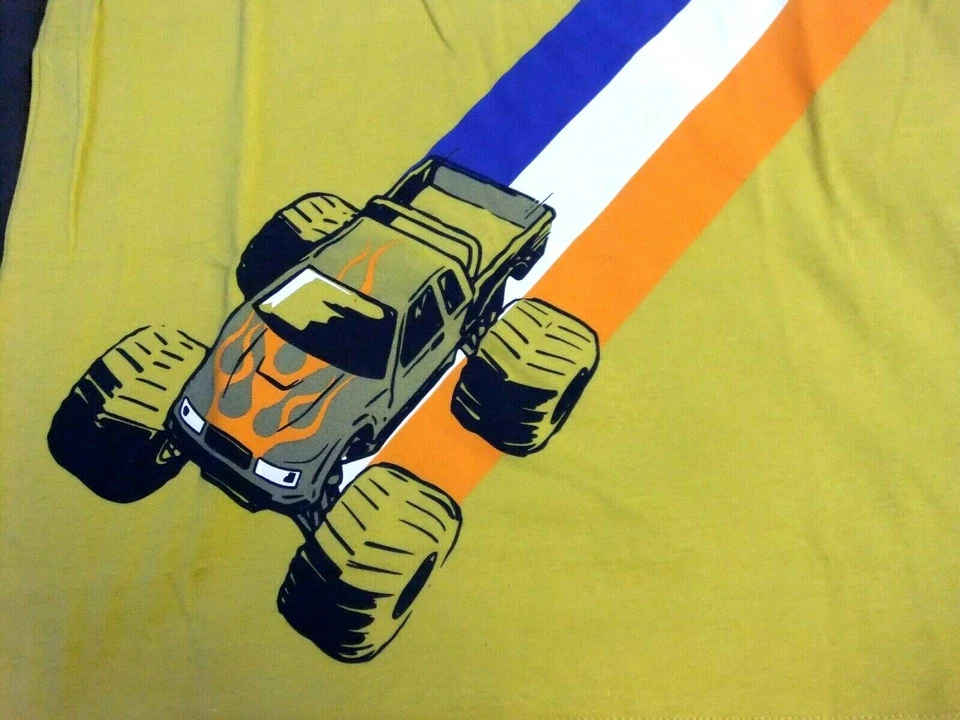 Новый с Ярлыками Carter's мальчиков 14 MONSTER TRUCKS графика коротким рукавом желтый 100% хлопок - Изображение 2 из 3