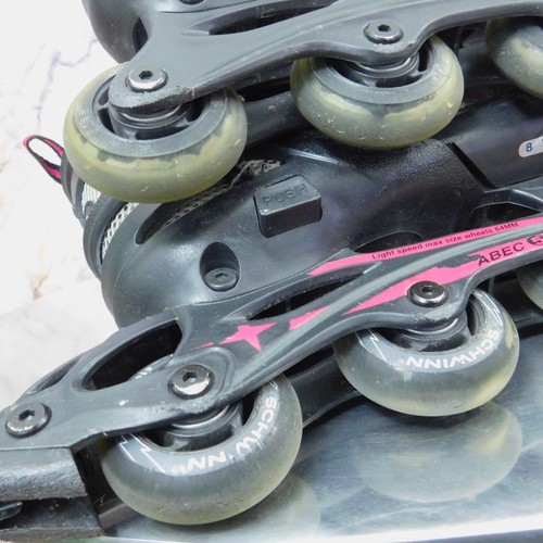 Schwinn Girls L ABEC-5 In-Line Skates Roller Blades Adjustable Fit 5-8 Pink Gray - Picture 7 of 11