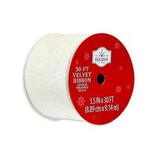 Holiday Time Gray Velvet Wired-Edge Christma Ribbon, 3.5" x 30' - Champagne Gold