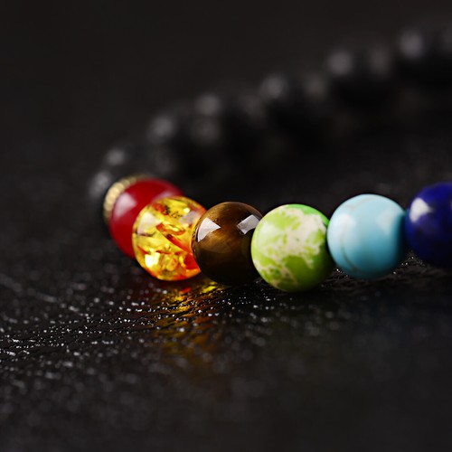 2 Pcs Natural Lava Rock Stones Beads Bracelets 7 Chakras Anxiety Women Bracelets - Picture 10 of 12