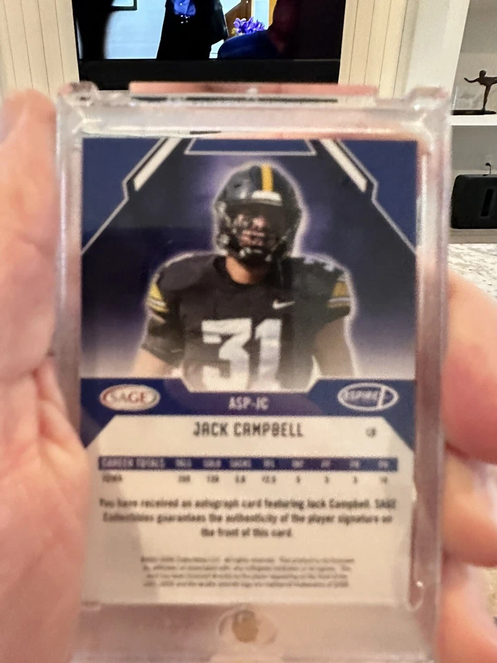 2023 SAGE Aspire GOLD Jack Campbell autograph Hawkeyes Lions LB. Round 1 Pick 18 - Image 2 of 2