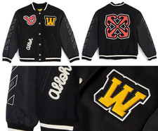 Off-white Kids Black Varsity Bomber Jacket Parka Patches Blouson 12 Years