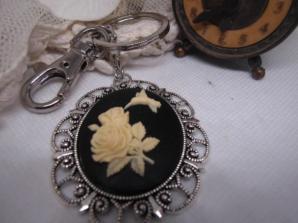 ЧЕРНАЯ СЕРЕБРЯНАЯ КАМЕЯ КОЛИБРИ подарок мама ремень зажим сумочки брелок кольцо подвеска - Изображение 4 из 4