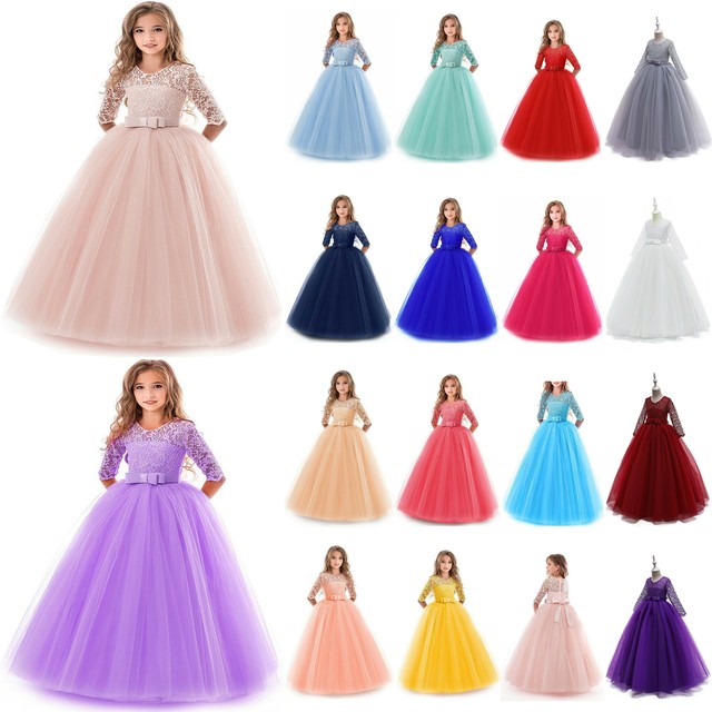 purple and blue flower girl dresses