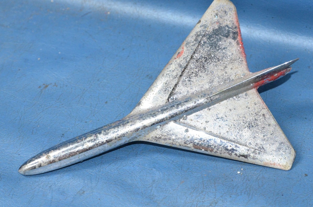 Vtg 1954 Ford Mercury Mascot Airplane Chrome Hood Ornament BM