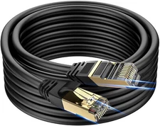 Outdoor Cat 8 Networking Cord Patch Cable, 40Gbps Black (6/10/15/50/66ft) Lot