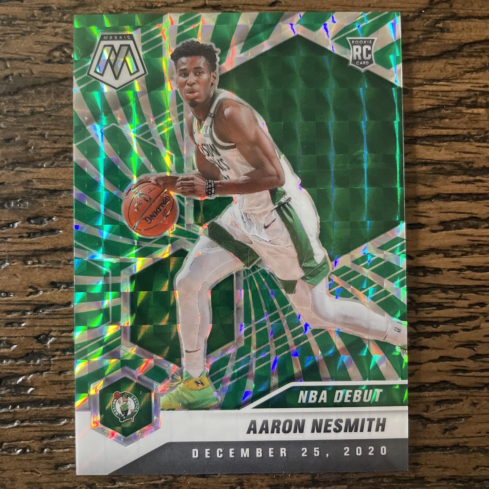 2020-21 Mosaic Aaron Nesmith Green Swirl Prizm NBA Debut Rookie Card RC #7/10
