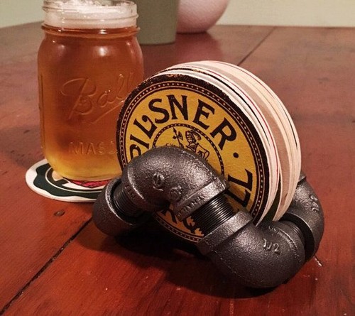 Soporte para estera de cerveza metal industrial resistente estilo acero retro steampunk - Imagen 3 de 3