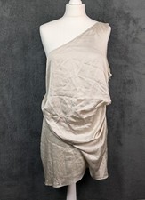 Asos Ladies casual dress one shoulder zip size 16 beige New