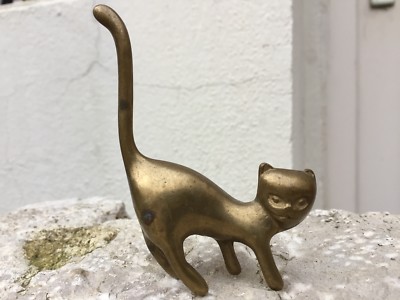 Chat En Laiton Metal Dore Objet De Decoration Collection Baguier Ebay