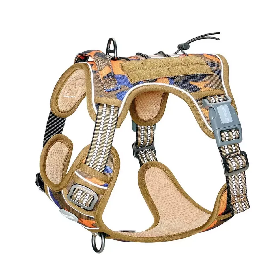 Жилет тактический для собаки Auroth регулируемый жилет с ручкой - синий/оранжевый камуфляж - Изображение 2 из 4