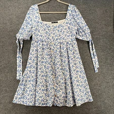Womens Dress Size M Blue Floral Babydoll Cottagecore Fairy Whimsical Cottagecore