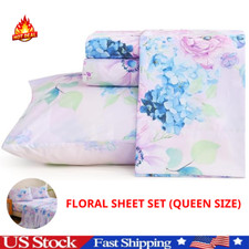 Floral Sheet Set - OEKO Certified Double Brushed Queen 01 Flower Pattern