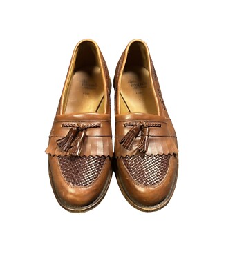 Allen Edmonds Cody Brown Leather Tassel Woven Loafers Dress 