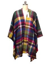 Soft Surroundings Heavenly Soft Topper Cape NWT Plaid Boho Western Women  s O/S