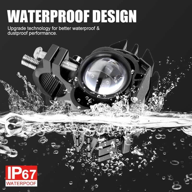 Test Light 12v 2X Motorcycle Spot LED Light Auxiliary Headlight Driving Fog Hi/Lo White ATV SUV Ebike Light - Foto 11