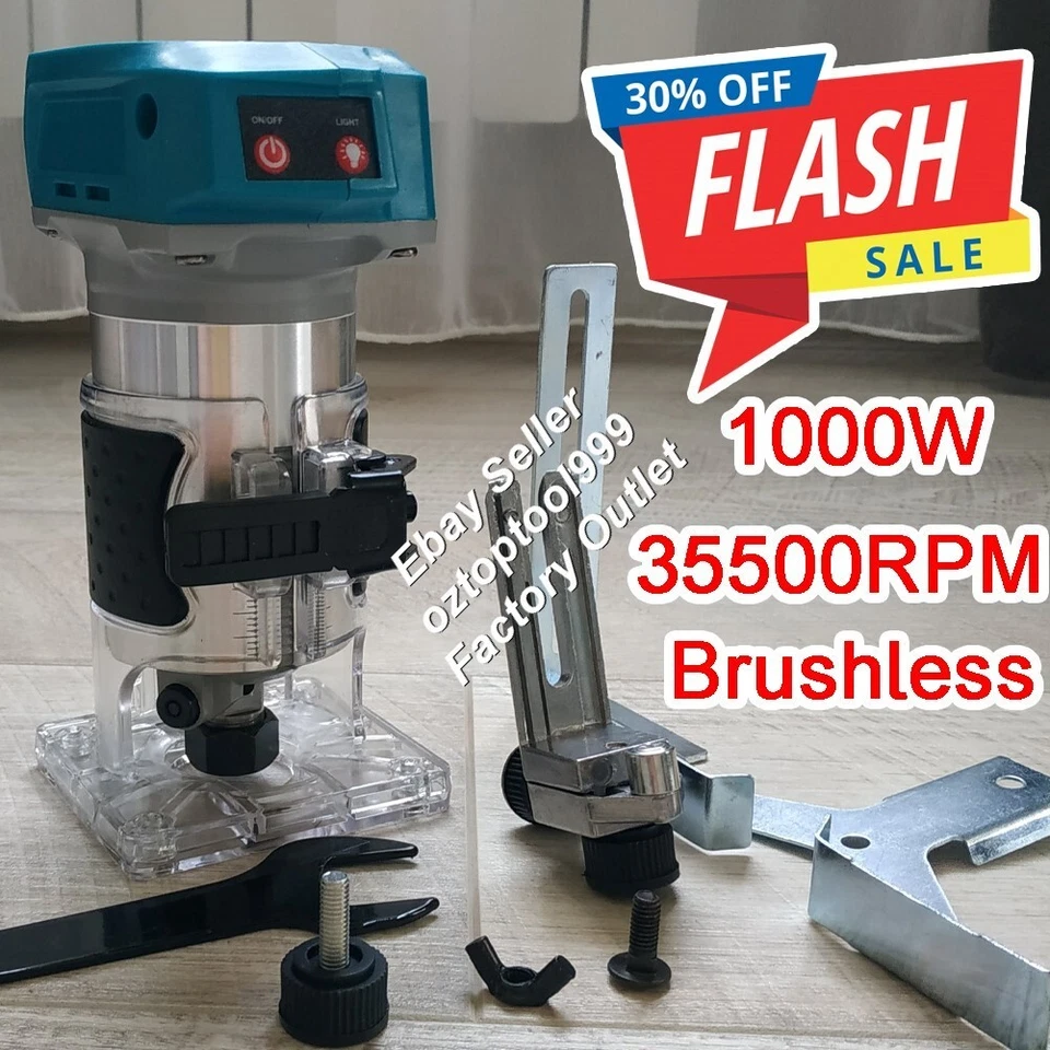 Brushless Wood Trimmer Router Aluminum base Cordless For Makita 18V Battery