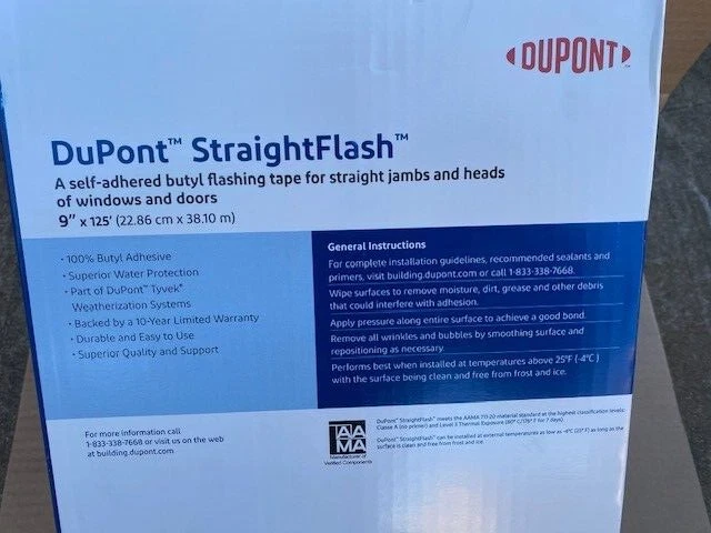 Dupont Tyvek StraightFlash Single-Sided - 9" x 125' 645-900-661