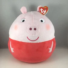 TY Squish-A-Boos - PEPPA PIG (10 inch) (UK Exclusive) Pillow Plush Toy NEW MWMTs