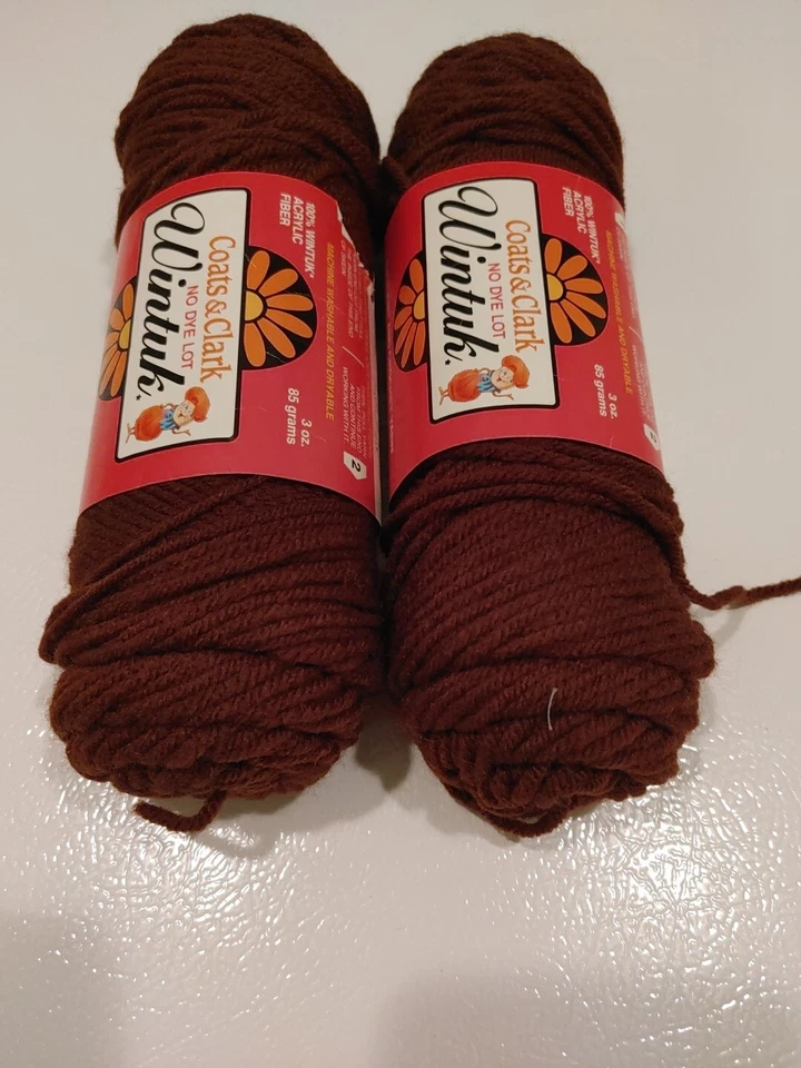 Vintage Coats & Clark Wintuk Acrylic 4 Ply Yarn- 1 Full Skein  #366 Coffee Brown - Image 2 of 4