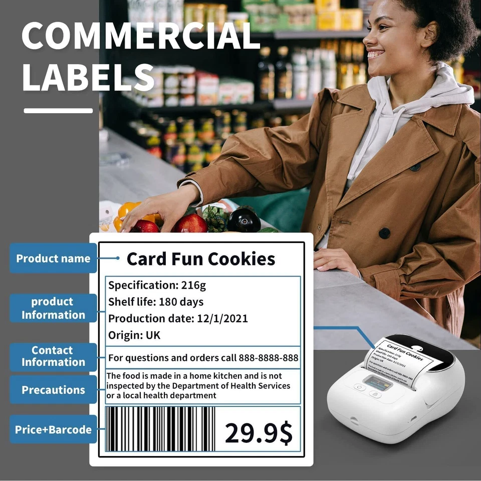 Phomemo M110 Mini Portable Thermal Label Printer Self-Adhesive Label Maker - Image 3 of 4