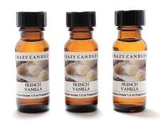 3 French Vanilla 1/2oz Premium Grade Scented Fragrance Oil Crazy Candles
