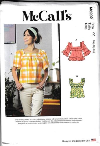 Summer Crop Top Blouse Ruffles & Sleeve Variations Size L--XL-XXL Sewing Pattern - Picture 1 of 8