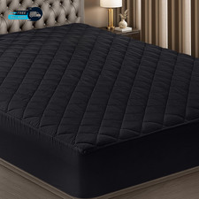 Quilted Fitted Mattress Pad Queen Size Elastic Fitted Mattress Topper