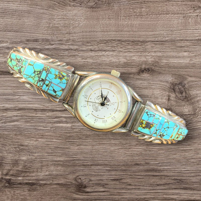 Native American Kokopelli Turquoise Watch - Sterling Silver