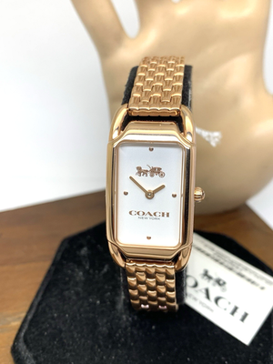 COACH ゴールド ステンレススチール 腕時計 Coach New York Silver Dial Rose Gold Stainless Steel Strap Women