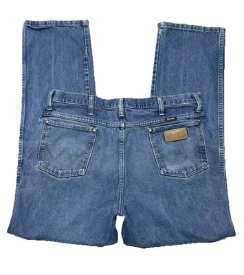 VTG Wrangler Western Cowboy Denim Blue Jeans Mens 36x32 Rodeo Country Retro Farm - Image 1 of 4