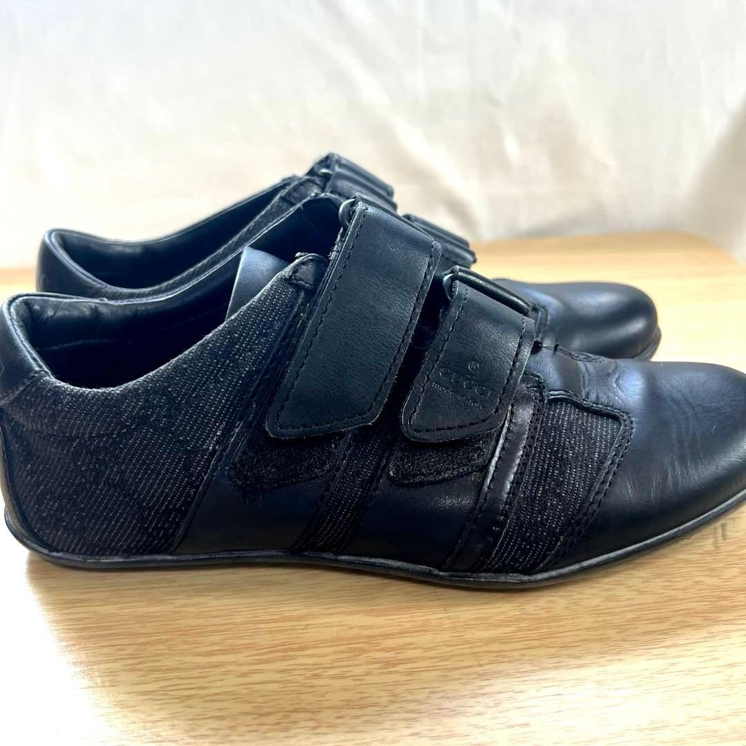 Auth Gucci Leather GG Low cut Sneakers Logo EU34.5 US4.5 UK1.5 Black Women thumbnail 7