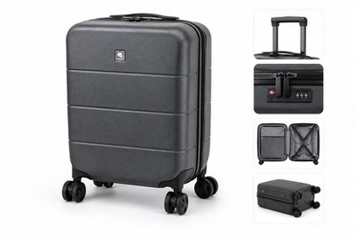 Hanke 14'' Carry On Suitcase Underseat Spinner Laptop Luggage Gray