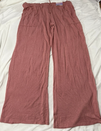 Damen Lounge Hose Sterne über weitem Bein Taschen weich XL rosa Kordelzug