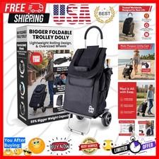 Bigger Trolley Dolly, Black Shopping Grocery Foldable Cart