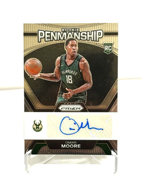 RC Auto! Omari Moore 2023-24 Panini Prizm Rookie Penmanship Auto Milwaukee Bucks