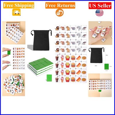2 Player Mahjong Set with 50 Green Tiles, Portable with Carry Bag, Adult