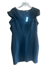 Express Sleeveless Ruffle Black Dress Sz 14 NWT