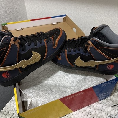Nike SB Dunk High Pro QS Gundam Men's Size 11 Shoes Blue Metallic Gold