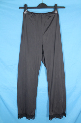 VTG TEXSHEEN LINGERIE Black NYLON Lace Hem BLOOMERS PETTIPANTS PANTALOONS Sz 32